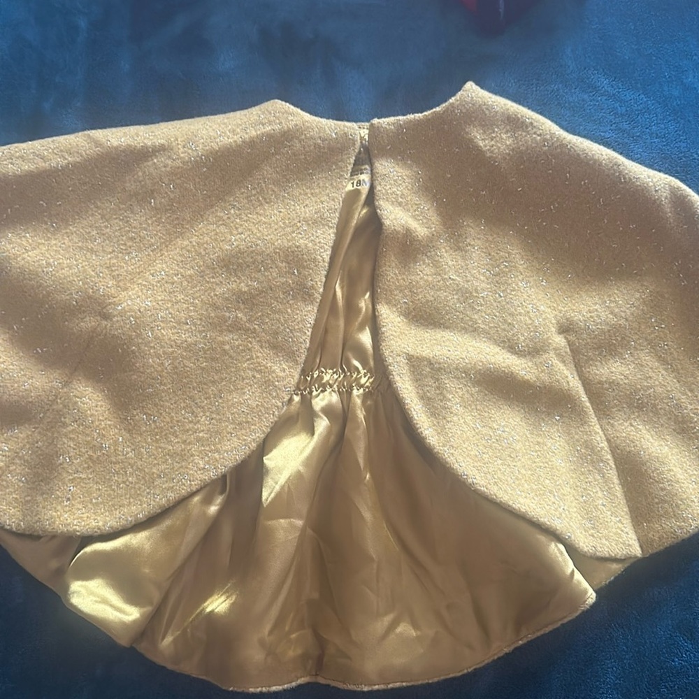 Baby girl cape coat in mustard yellow